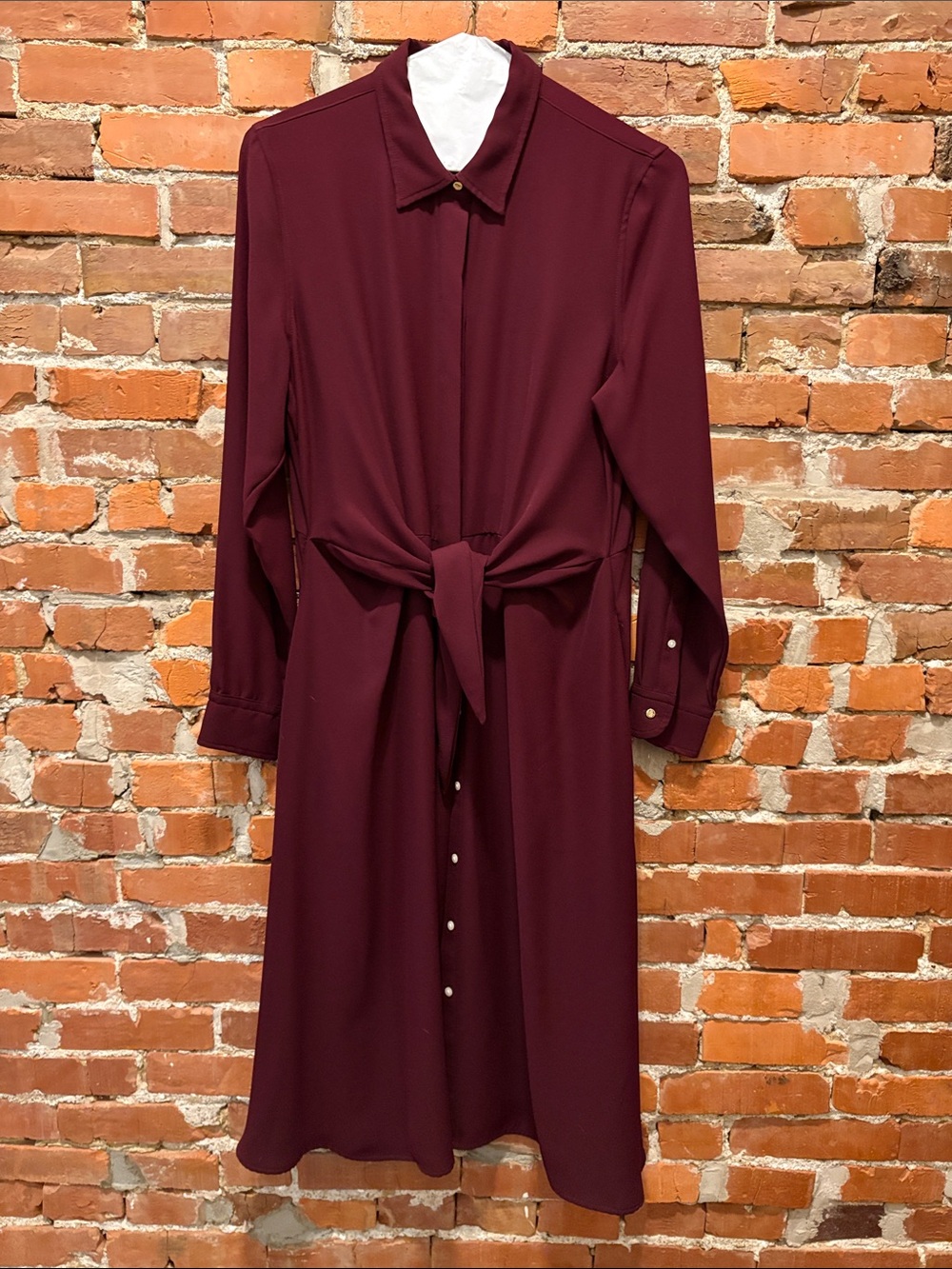 Lauren Ralph Lauren Dress Women’s Long Belted Shirt Dress Burgundy size 14